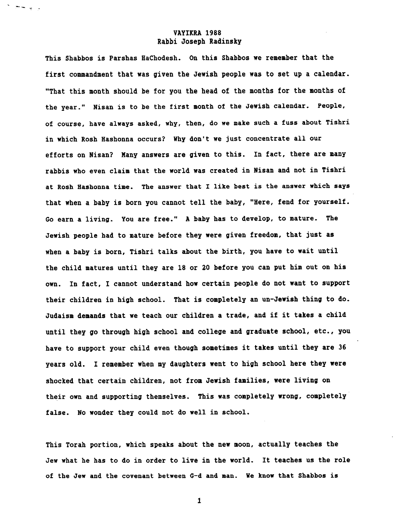 Vayikra 1988