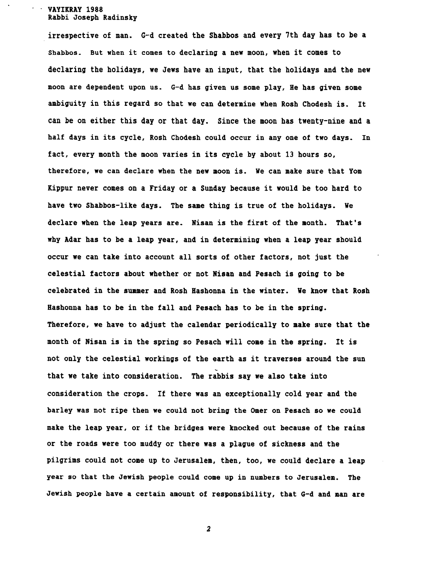 Vayikra 1988