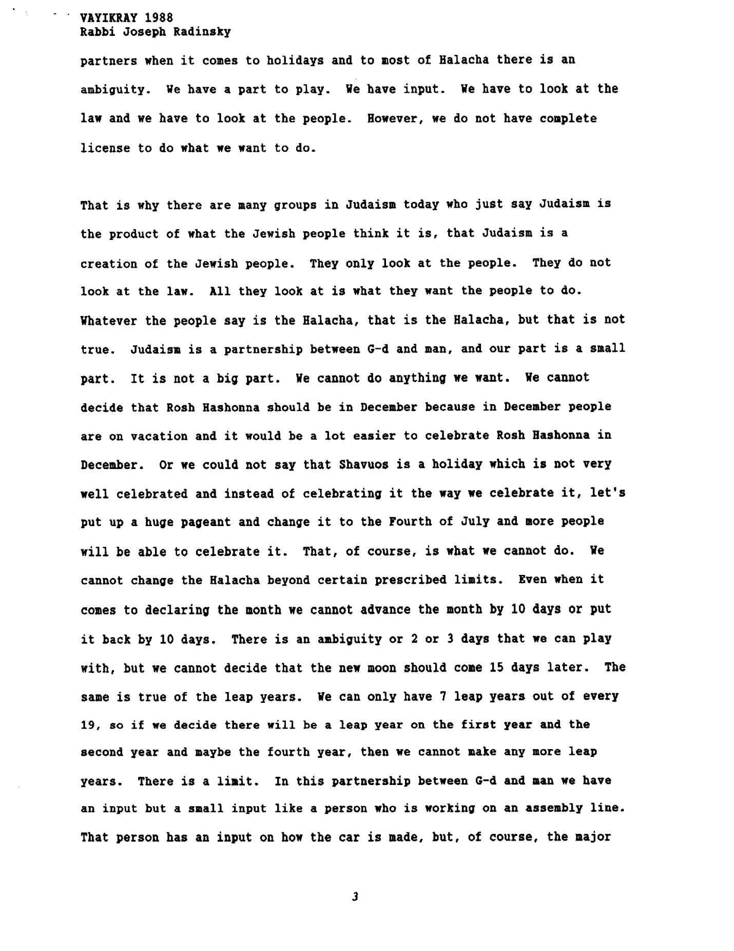 Vayikra 1988