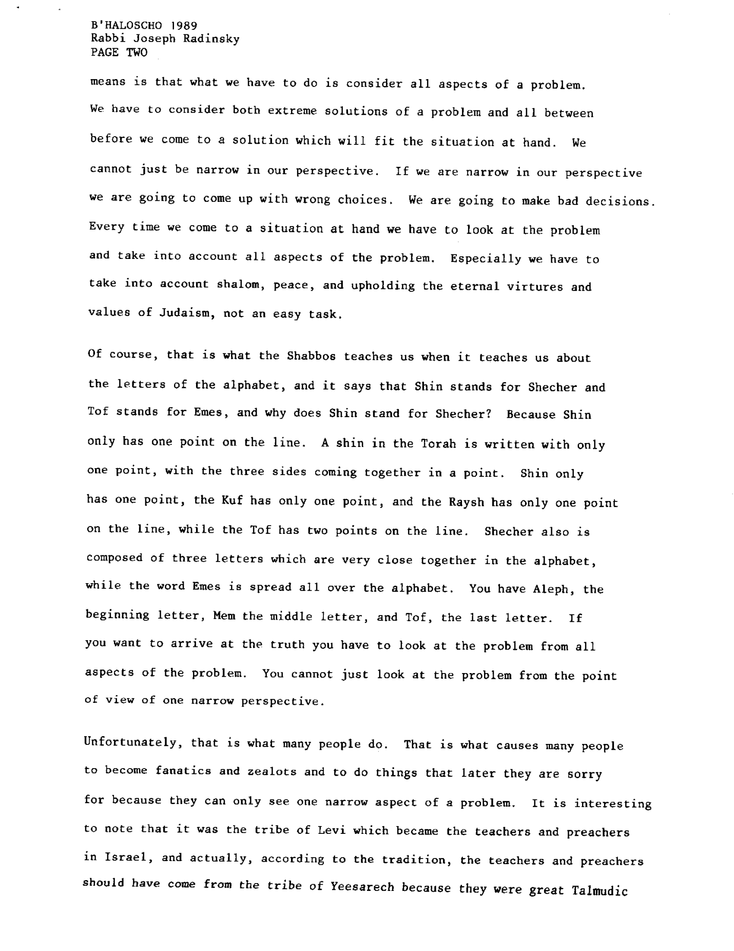 behalotecha 1989