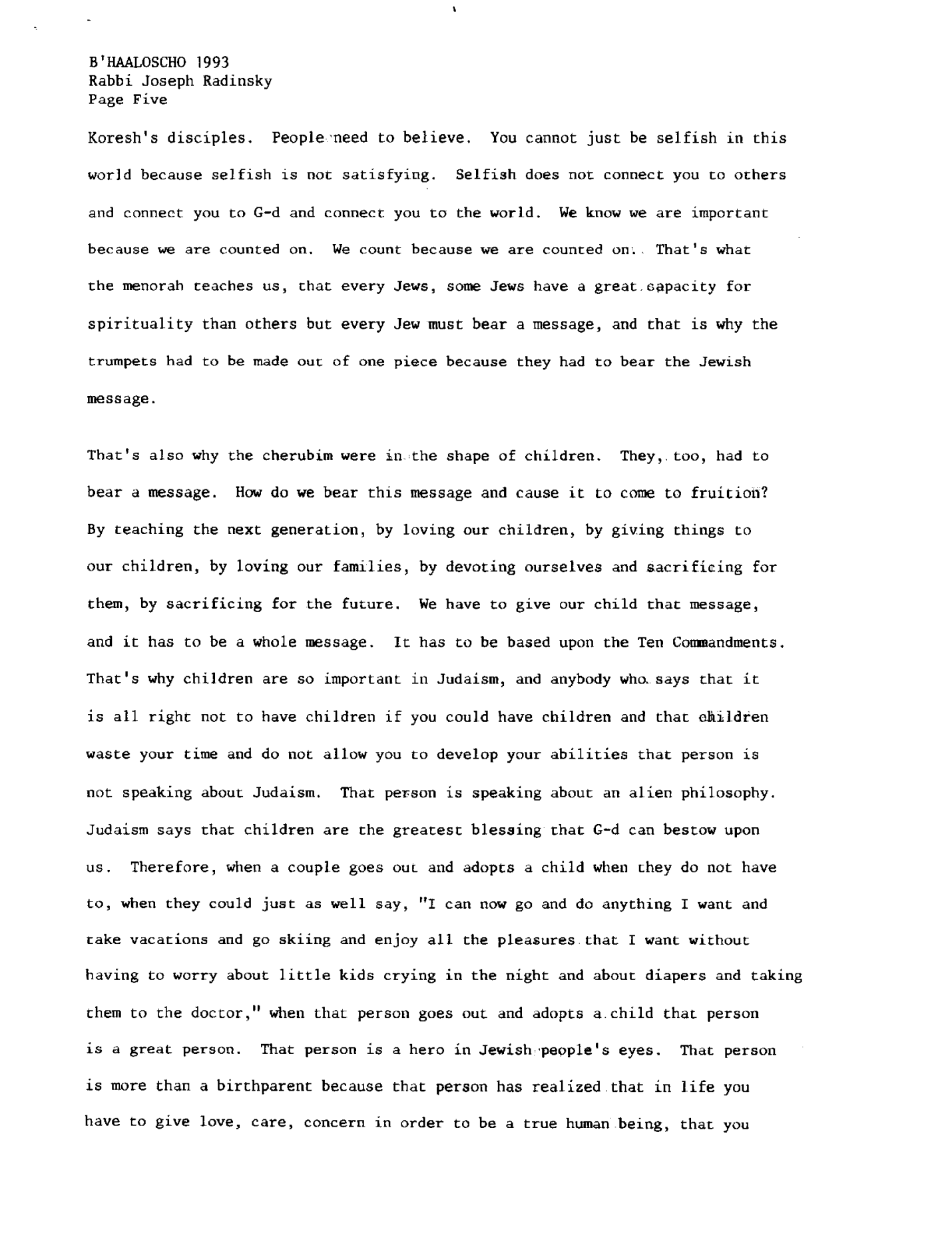 behalotecha 1993