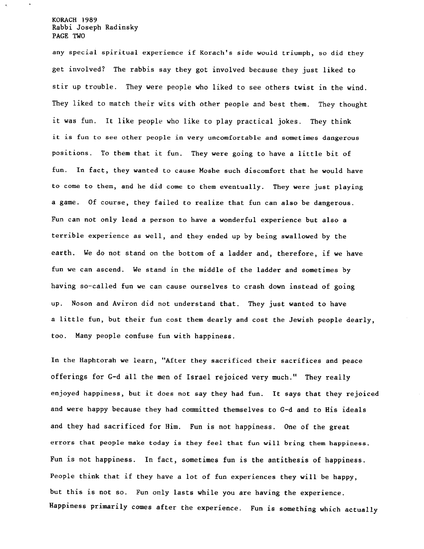 korach 1989