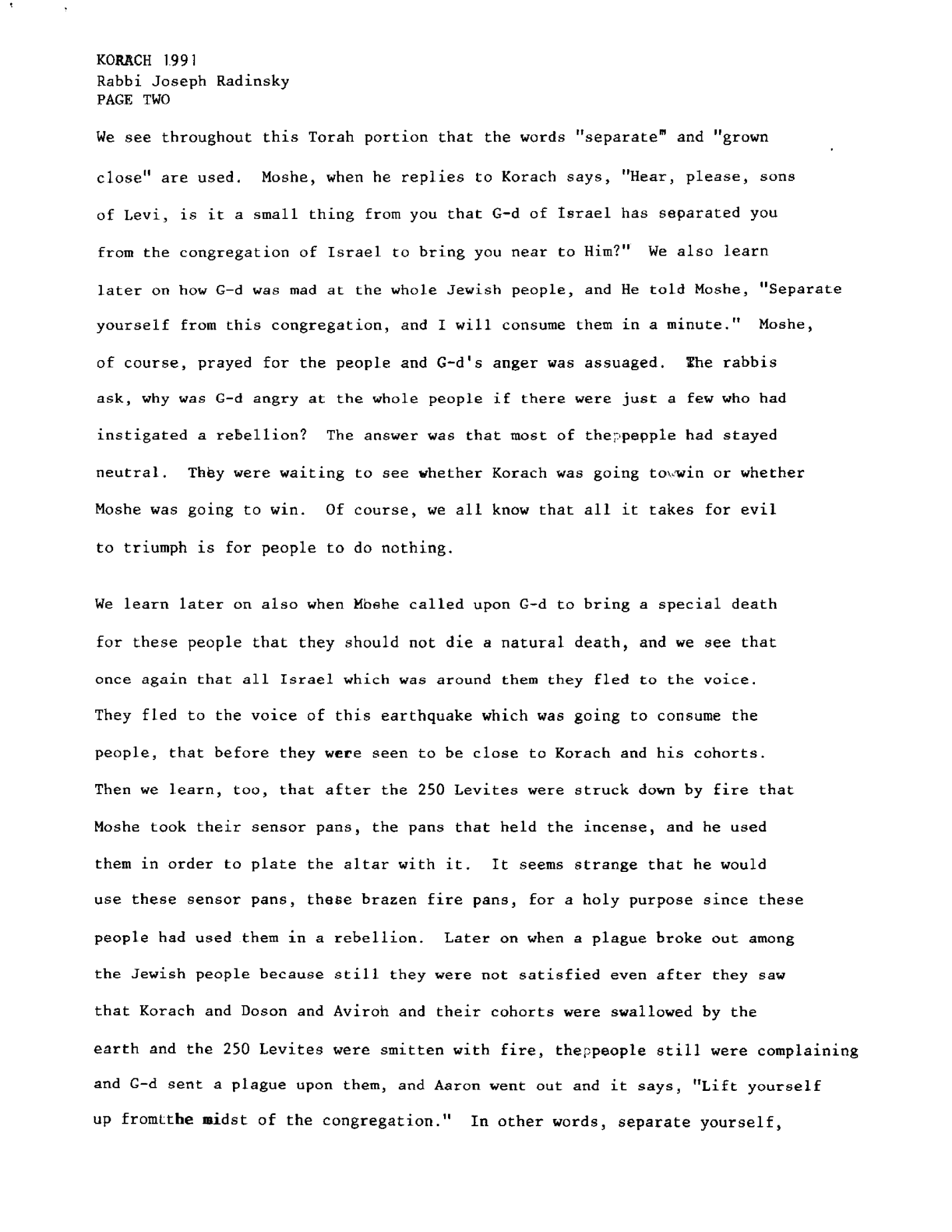 korach 1991