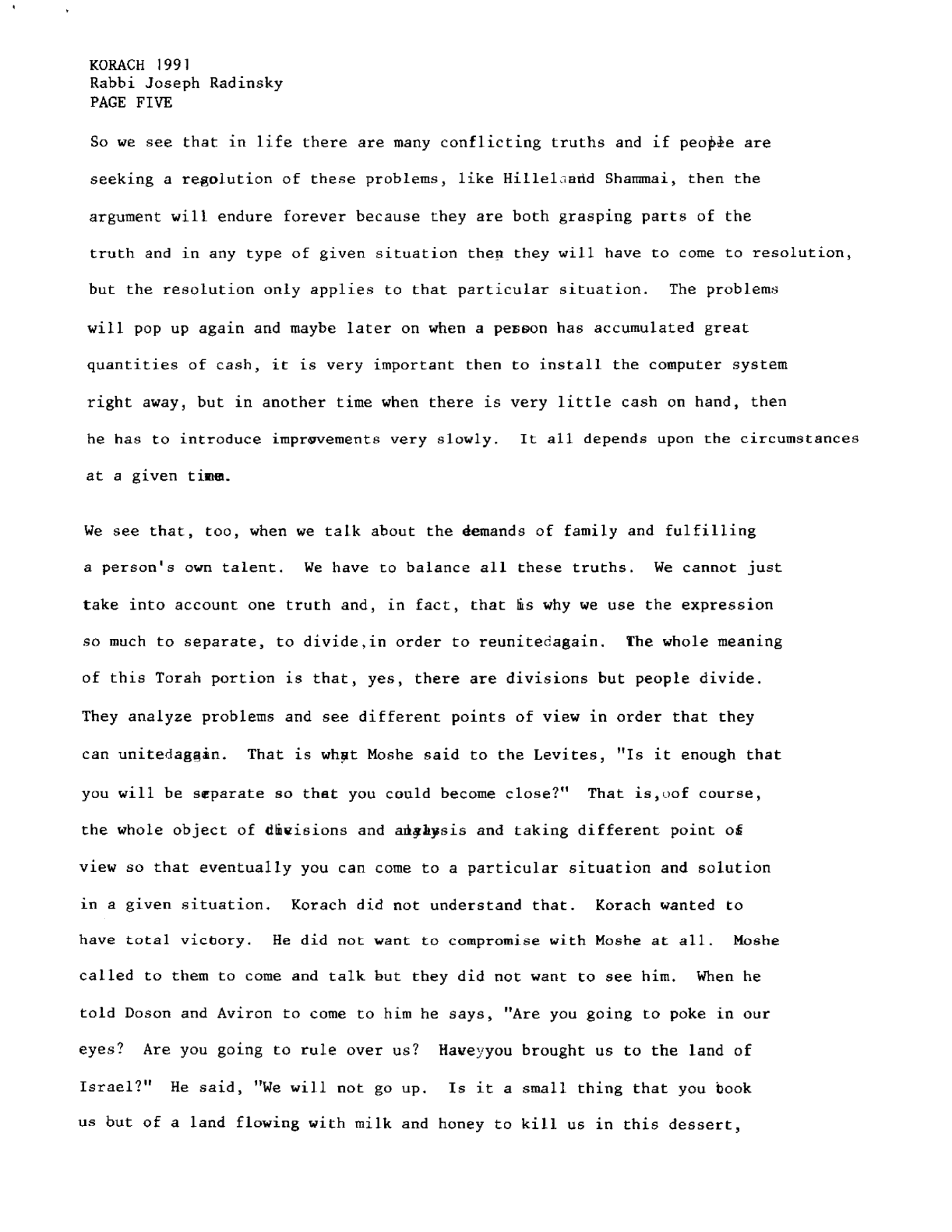 korach 1991
