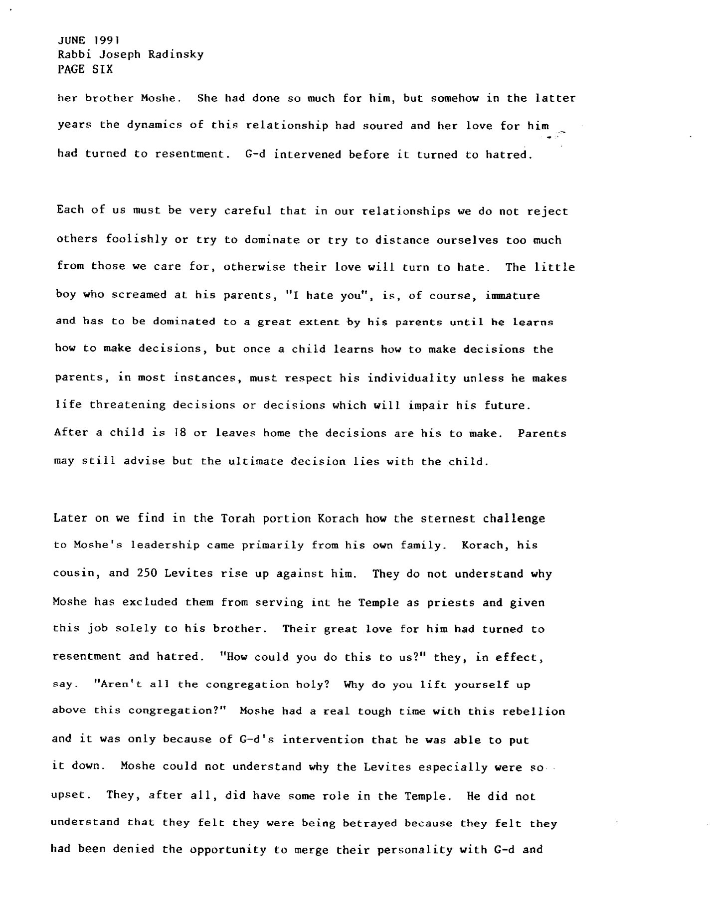 korach 1991