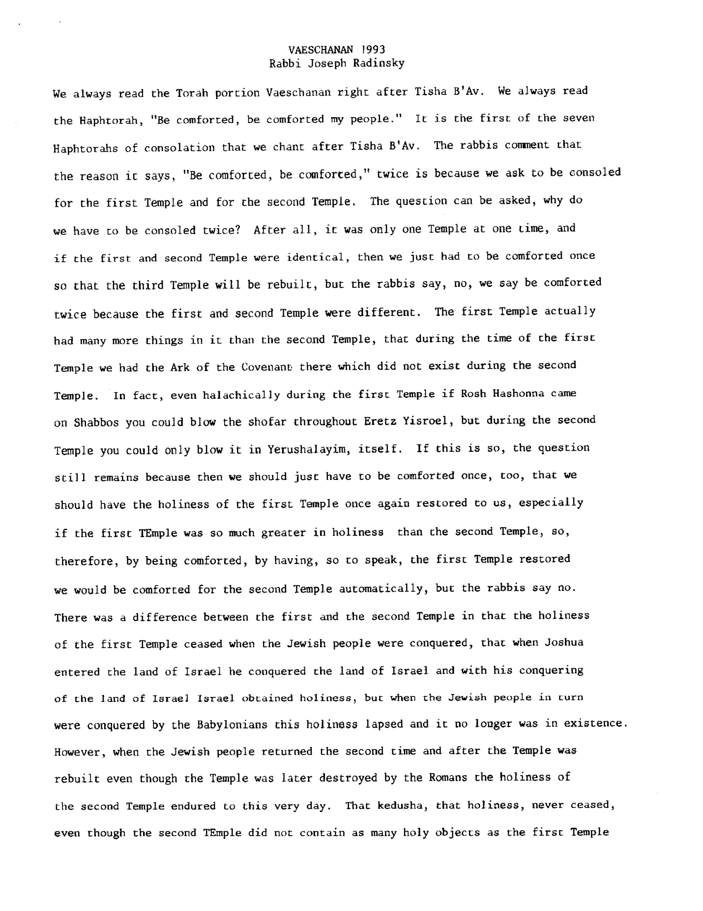 vaetchanan 1993