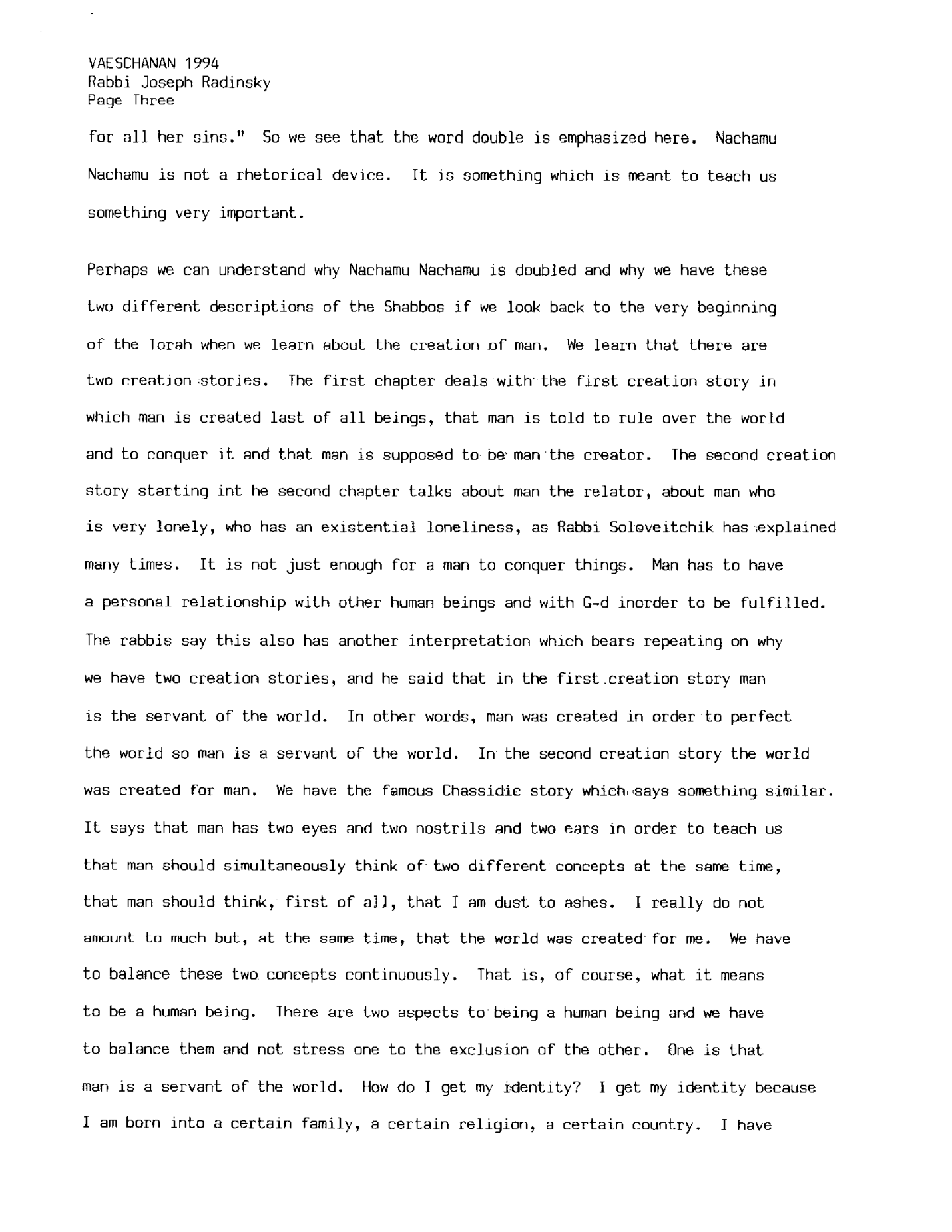 vaetchanan 1994