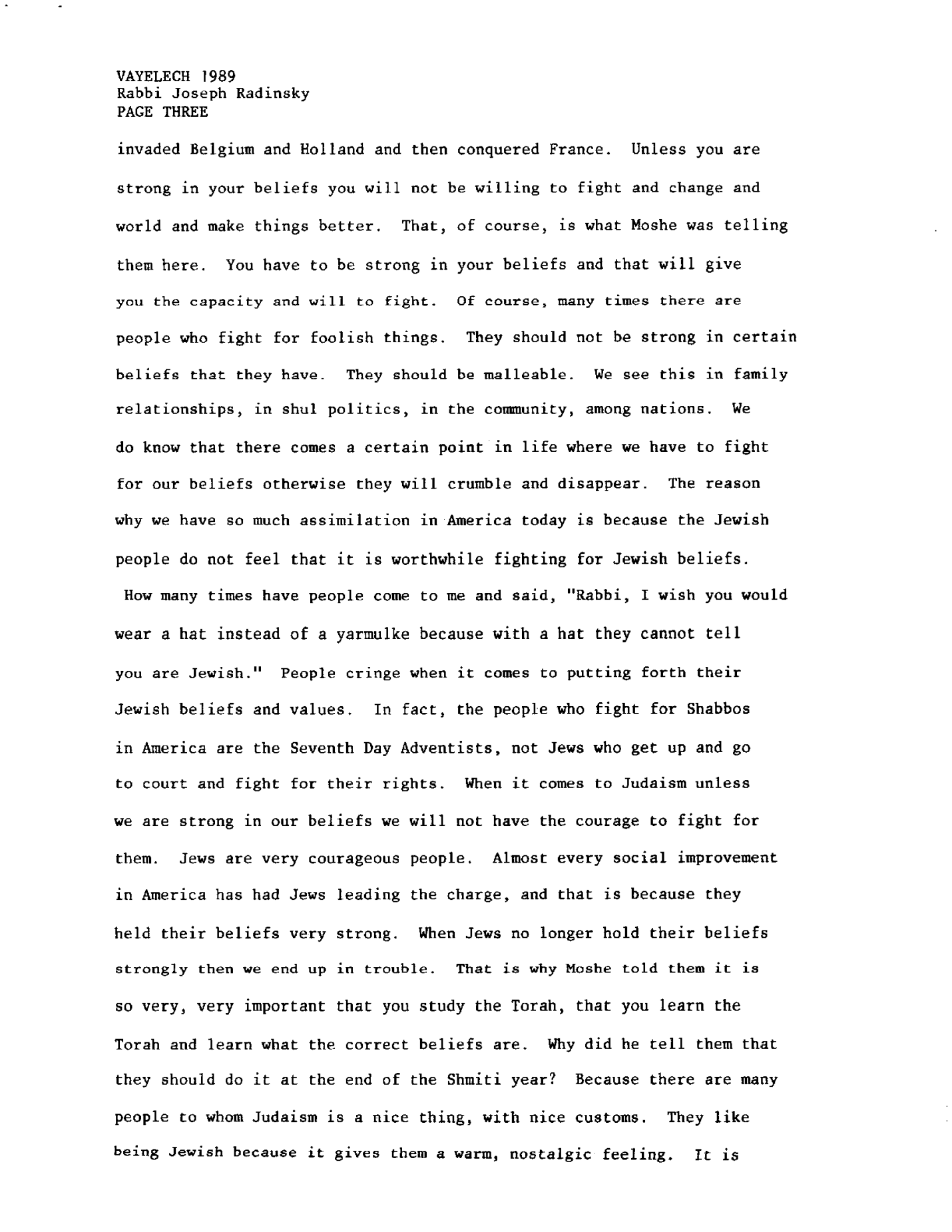 vayelech 1989
