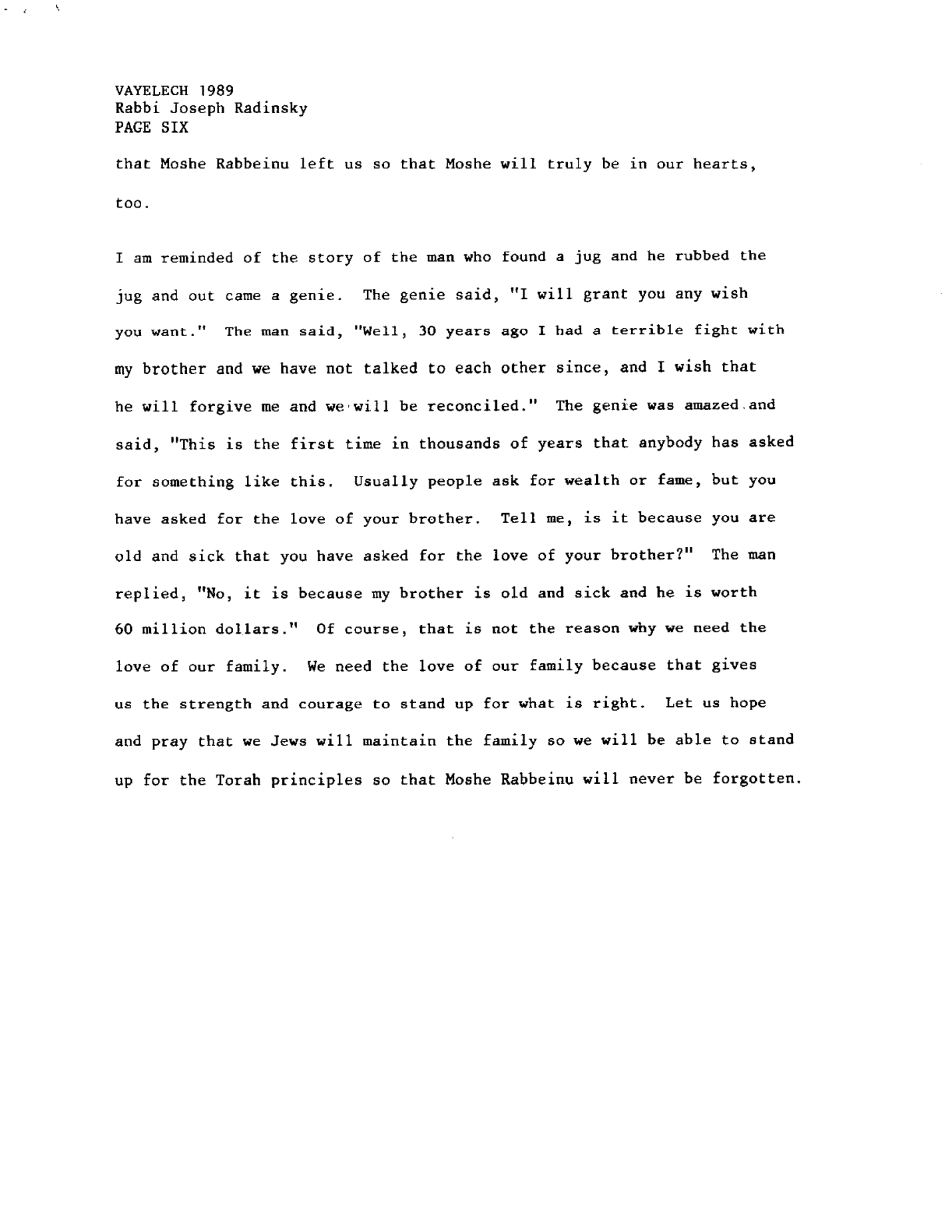 vayelech 1989