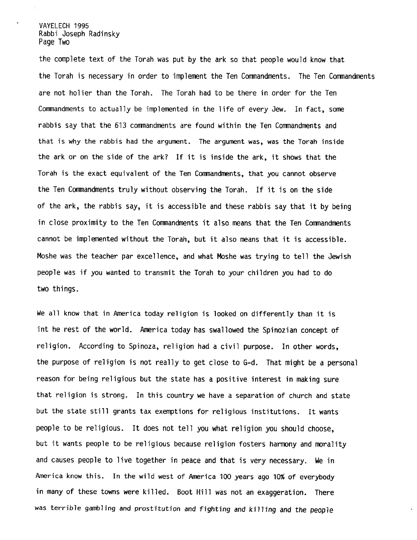 vayelech 1995